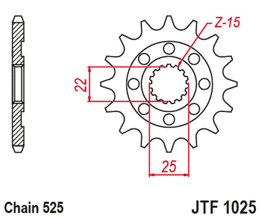 Front Sprocket 2354 15 ROYAL ENFIELD HIMALAYAN 411 '16-'22, SCRAM 411 '22-'23, CINTINENTAL / INTERCEPTOR 650 '19-'22 (235415JT) (Chain.525)