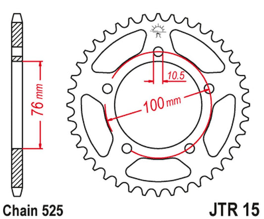 Rear Sprocket 4456 43 BENELLI LEONCIO 500 '18-'20 (445643JT) (Chain. 525) (OEM: 60002P100000)