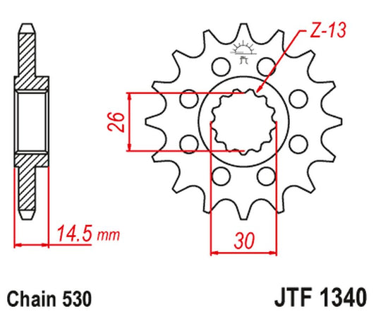 Front Sprocket 1340 18 HONDA CB 1100 SA / EX '14-'19, CB 1100 RS 17-'20 (JTF1340.18) (Chain. 530)
