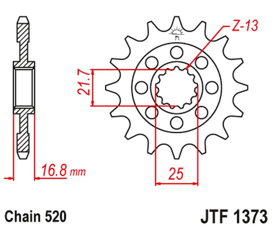 Front Sprocket 2042 16 HONDA NC 750X/S/DCT '14-'15, INTEGRA 750 DCT '14-'15 (204216JT) (Chain. 520)