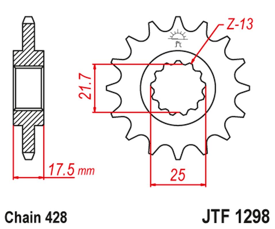 Front Sprocket 2048 17 HONDA CBR 250 '90-00' VT/VTR 250 '89-90' (204817JT) (Chain. 428)