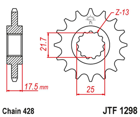 Front Sprocket 2048 17 HONDA CBR 250 '90-00' VT/VTR 250 '89-90' (204817JT) (Chain. 428)