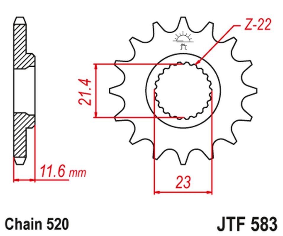 Front Sprocket 2051 14 YAMAHA TT 250 '93-04' (205114JT) (Chain. 520)