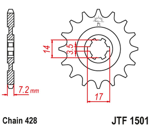 Front Sprocket 2054 14 KAWASAKI KLT/KLF 110 '84-88', KLX 140 '08-20' (205414JT) (Chain. 428)
