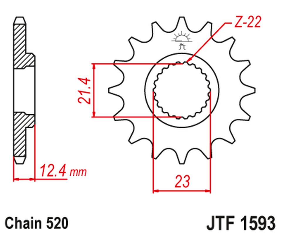 Front Sprocket 2054 14 YAMAHA YFM 250 RAPTOR '08-13' (205414JT) (Chain. 520)