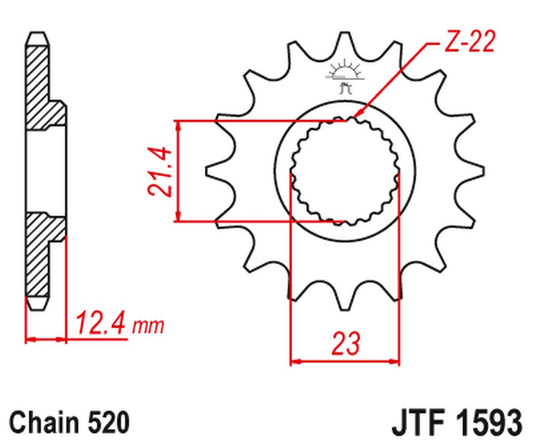 Front Sprocket 2054 14 YAMAHA YFM 250 RAPTOR '08-13' (205414JT) (Chain. 520)