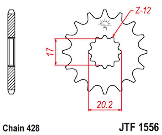 Front Sprocket 2064 12 YAMAHA TZR 50 (SPAIN) (206412JT) (Chain. 428) CONVERSION