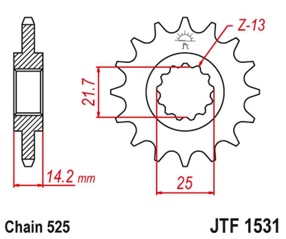 Front Sprocket 2083 15 KAWASAKI ZR 750 '95-99' (208315JT) (Chain. 525)