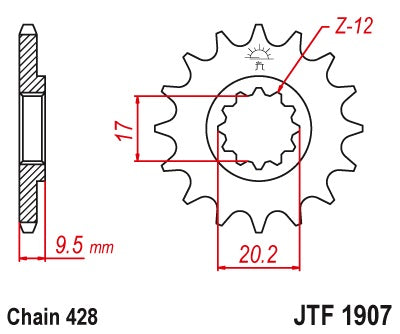 Front Sprocket 2084 13 KTM SX 85 04-17 (208413JT) (Chain. 428)