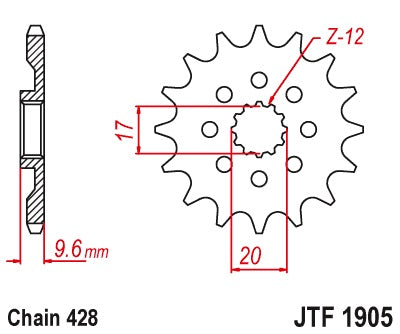 Front Sprocket 2084 13 KTM SX 85 18-24, HUSQVARNA TC 85 18-24 (JTF1905.13)* (Chain. 428)