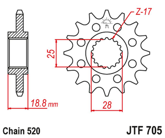 Front Sprocket 2098 16 APRILIA 1000 RSV '98-09' (209816JT) (Chain. 520)
