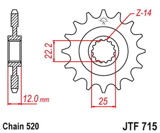 Front Sprocket 2102 13 GAS GAS EC 515/450/400/300/250/200/125 '00-18' (210213JT) (Chain.520)