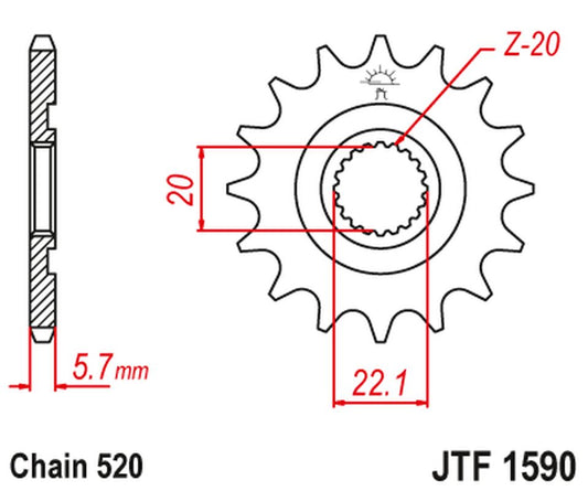 Front Sprocket 2103 13 YAMAHA WR 250F '01-'25, YZF 250 '01-'25, YZ 125 '05-'25 (ORIGINAL) (210313JT) (Chain. 520)