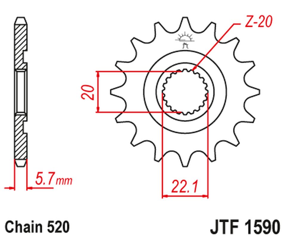 Front Sprocket 2103 14 YAMAHA WR 250F '01-'25, YZF 250 '01-'25 (210314JT) (Chain. 520)