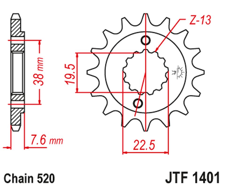 Front Sprocket 2116 16 SUZUKI LTR 450 '06-'12, LTZ 400 '03-'13, RMX 450 '10-'13, KAWASAKI KFX 400, HYOSUNG TE 450 (211616JT) (Chain. 520)