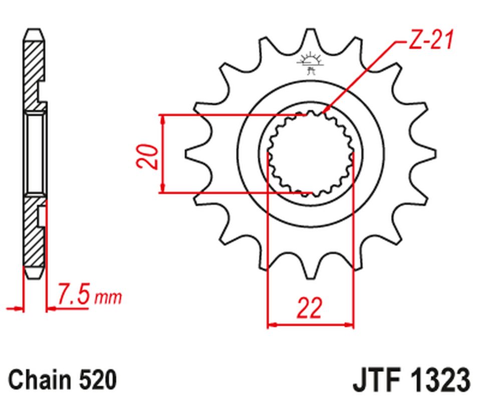 Front Sprocket 2120 12 HONDA CRF 250R/X '04-'17, CR 125R '04-'07 (212012JT) (Chain. 520)
