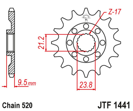 Front Sprocket 2133 15 SUZUKI RMZ 450 '05-'12 (213315JT) (Chain. 520)