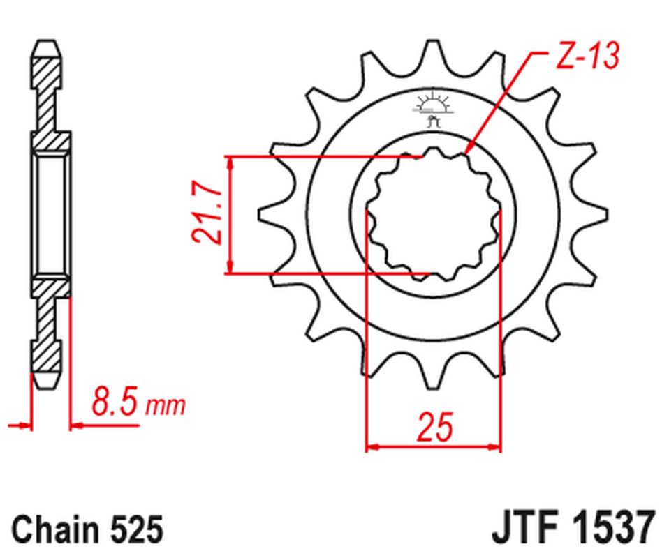 Front Sprocket 2137 18 KAWASAKI ZX10R '04-'18 (213718JT) (Chain. 525)
