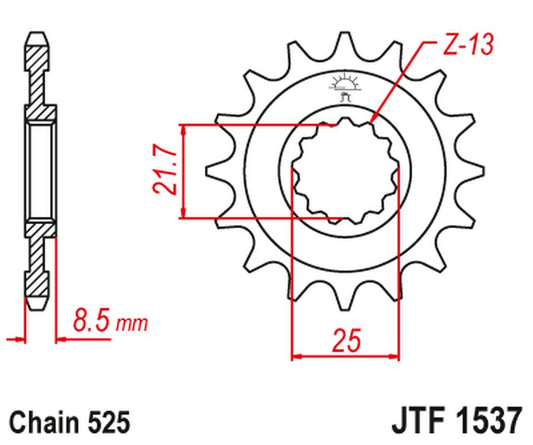 Front Sprocket 2137 18 KAWASAKI ZX10R '04-'18 (213718JT) (Chain. 525)