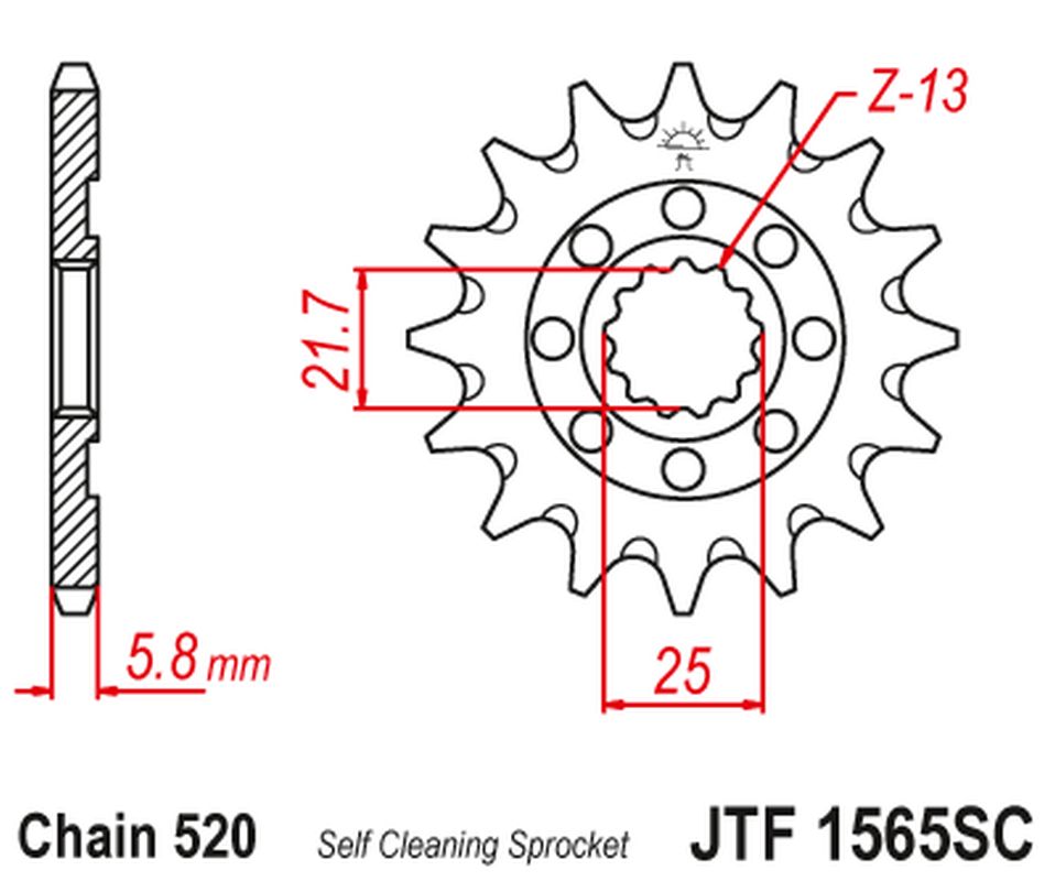 Front Sprocket 2141 14 KAWASAKI KXF 450 '06-20' KLX 450 '08-20' Self-cleaning (214114JT) (Chain. 520)