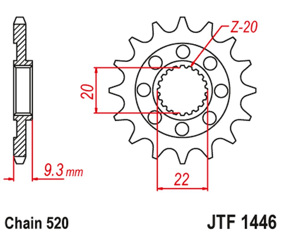 Front Sprocket 2146 13 KAWASAKI KXF 250 '06-'17 (214613JT) (Chain. 520)