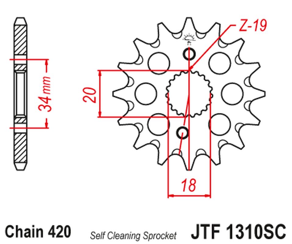 Front Sprocket 2157 14 HONDA CRF 150 '07-20' (215714JT) (Chain. 420) Self-cleaning