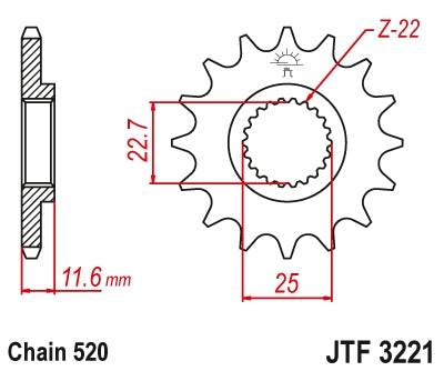 Front Sprocket 2180 11 POLARIS 250/300/325/400/500 (218011JT) (Chain. 520)