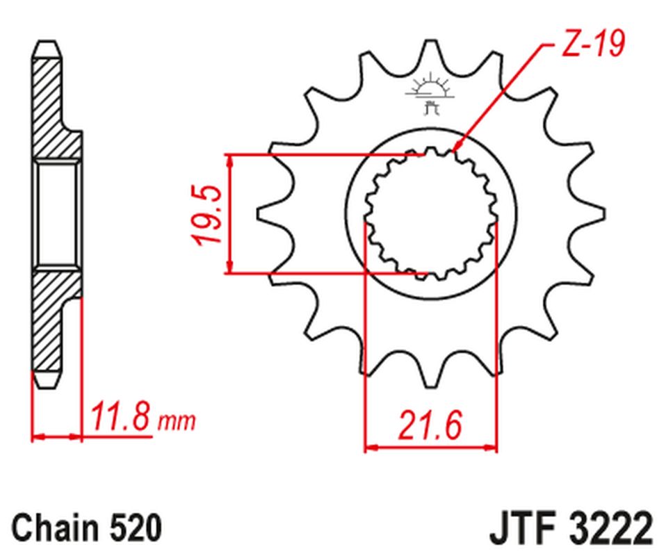 Front Sprocket 2180 12 POLARIS 250/300/350/400/425 '89-99' (218012JT) (Chain. 520)