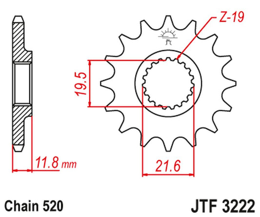 Front Sprocket 2180 12 POLARIS 250/300/350/400/425 '89-99' (218012JT) (Chain. 520)