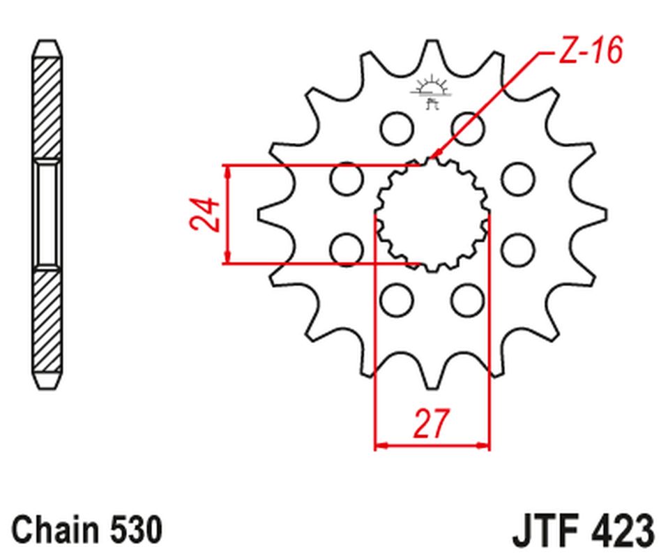 Front Sprocket 2190 17 Z Rubber SUZUKI GSXR 1000 '09-'16, HAYABUSA '08-'23, B-KING '08-'12 (-1) (219017JTRB) (Chain. 530)