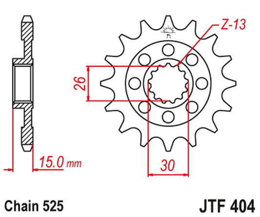 Front Sprocket 2198 17 BMW S1000RR '09-'19 Z Rubber (219817JTRB) (Chain. 525)