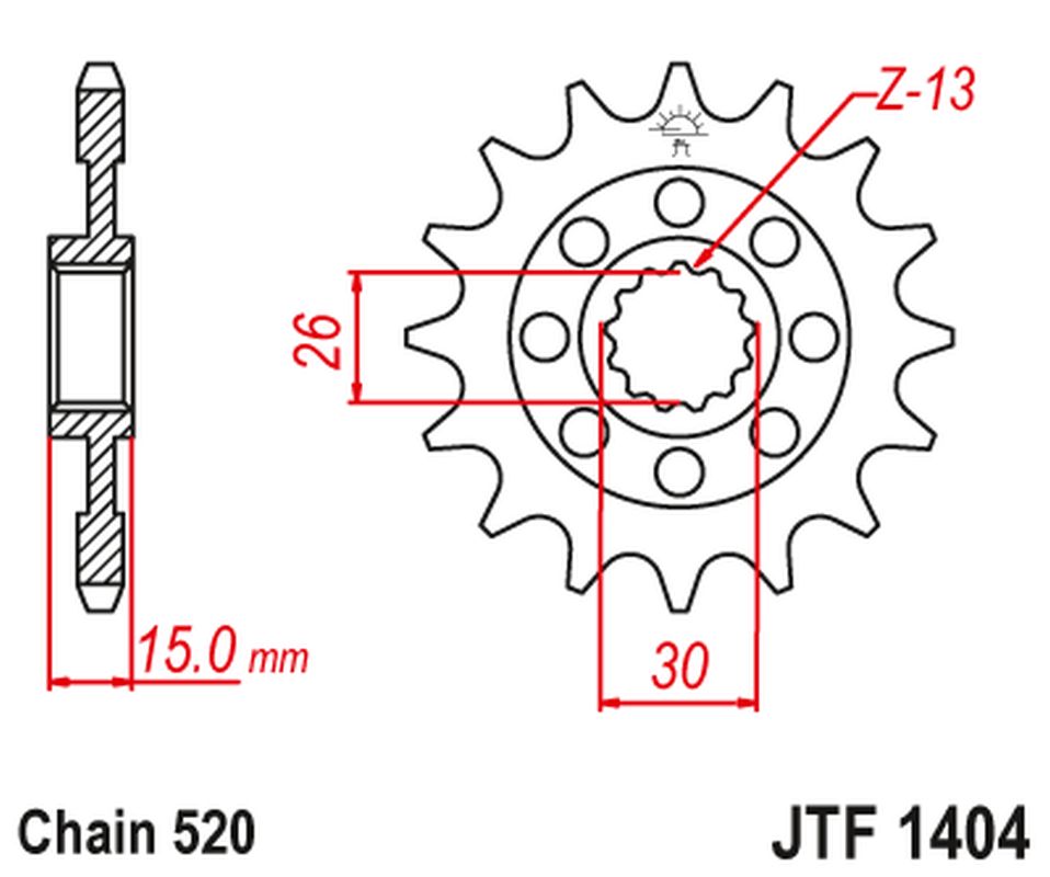 Front Sprocket 2199 17 BMW S1000 RR, '09-22', 1000 HP4 '13-15' (219917JT) (Chain. 520)