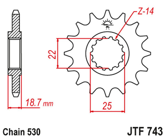 Front Sprocket 2254 14 DUCATI MULTISTRADA 1200 '10-'16 (225414JT)