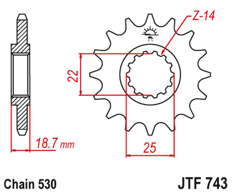 Front Sprocket 2254 15 Z Rubber DUCATI MULTISTRADA 1200 '10-'16 (225415JTRB) (Chain. 530)