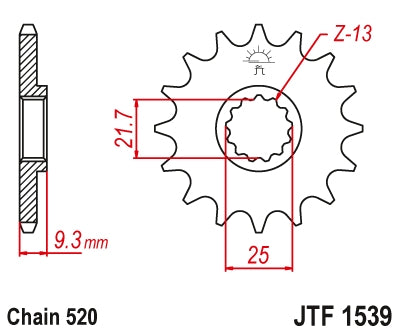 Front Sprocket 2273 15 KAWASAKI EX250/300 NINJA '08-'16 (227315JT) (Chain. 520)