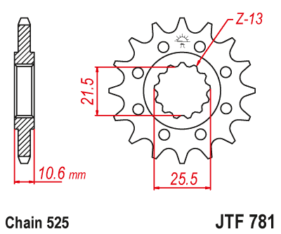 Front Sprocket 2331 14 BENELLI BN 302 '15-'21, 500 LEONCINO '17-'21, TRK 502 '17-'21, TRX 502X '18- , MULTISTRADA 1158 '21-'24 (233114JT) (Chain. 525)