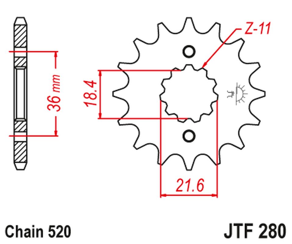 Front Sprocket 2506 13 HONDA XL 250 S/M/N (MD26,MD31), AX 1 (250613JT) (Chain. 520)
