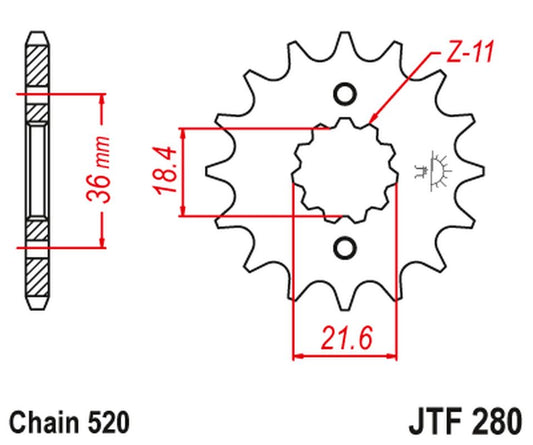 Front Sprocket 2506 13 HONDA XL 250 S/M/N (MD26,MD31), AX 1 (250613JT) (Chain. 520)