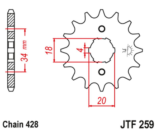 Front Sprocket 259 17 HONDA XL 125, NX 125 (25917JT) (Chain. 428)