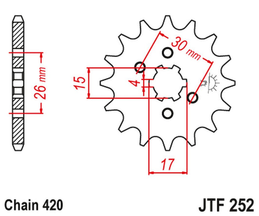 Front Sprocket 261 14 HONDA MBX/MTX 50 (26114JT) (Chain. 420)