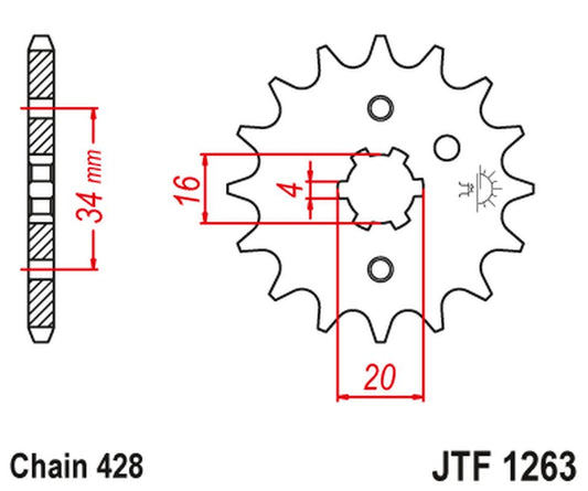 Front Sprocket 263 12 SUZUKI RM 80/85, YAMAHA XT 125 R/X (26312JT) (Chain. 428)