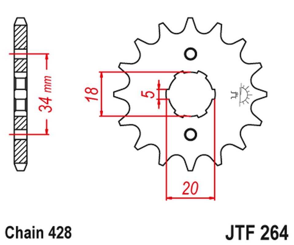 Front Sprocket 264 17 KYMCO HIPSTER, STRYKER, ZING (26417JT) (Chain. 428)