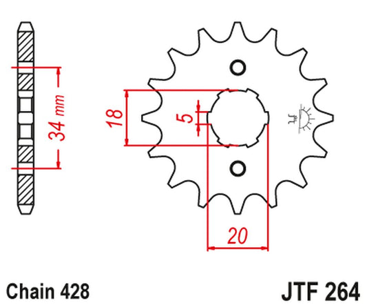 Front Sprocket 264 17 KYMCO HIPSTER, STRYKER, ZING (26417JT) (Chain. 428)