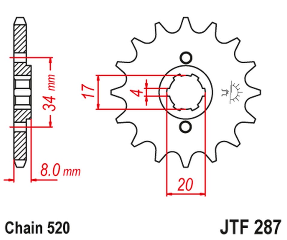 Front Sprocket 267 15 HONDA CRF 230L '08-'10, XL 250R '84-'97 (26715JT) (Chain. 520)