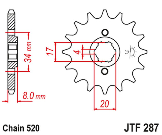 Front Sprocket 267 15 HONDA CRF 230L '08-'10, XL 250R '84-'97 (26715JT) (Chain. 520)