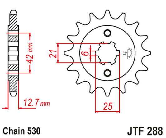 Front Sprocket 288 18 HONDA CB 550F/K '75-'80, CBF 750 K1-K6 '71'76 (28818JT) (Chain. 530)
