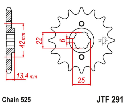 Front Sprocket 291 15 HONDA CB 450S '86-'89 (29115JT) (Chain. 525) (-1)