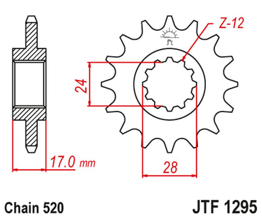 Front Sprocket 295M 14 HONDA CBR 600 F2/F3 '91-98' (295M14JT) (Chain. 520) CONVERSION