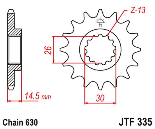 Front Sprocket 335 15 HONDA CB 750 F/K '77-78' (33515JT) (Chain. 630)