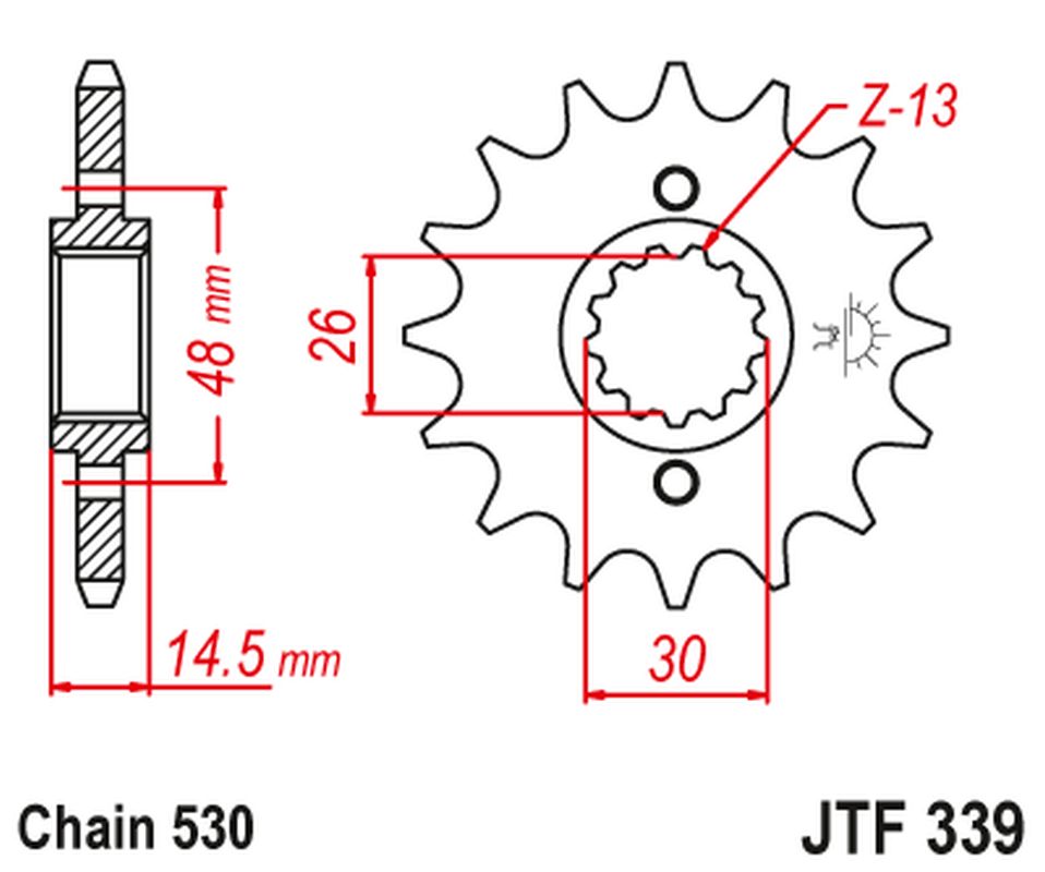 Front Sprocket 339 15 HONDA VFR 800 '02-'14, VFR 750 86-87, CBX 750F 84-86 (33915JT) (Chain. 530)